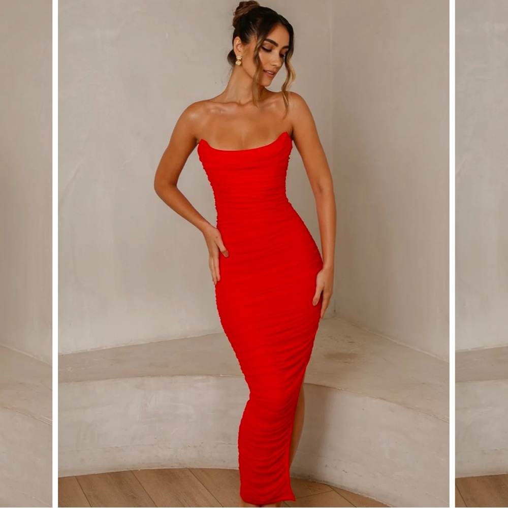 JAUS Rushed Bodycon Maxi Dress ISABELLE In Red, Size M, NWT - SOLD OUT!…